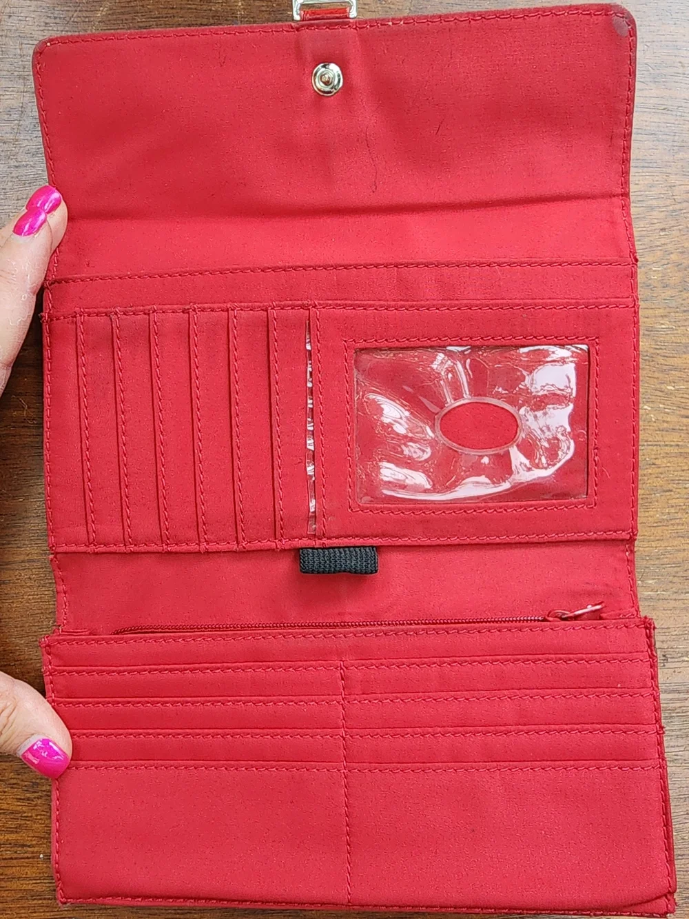 Liz Claiborne Red Crocodile Embossed Faux Leather Flap Wallet Clutch